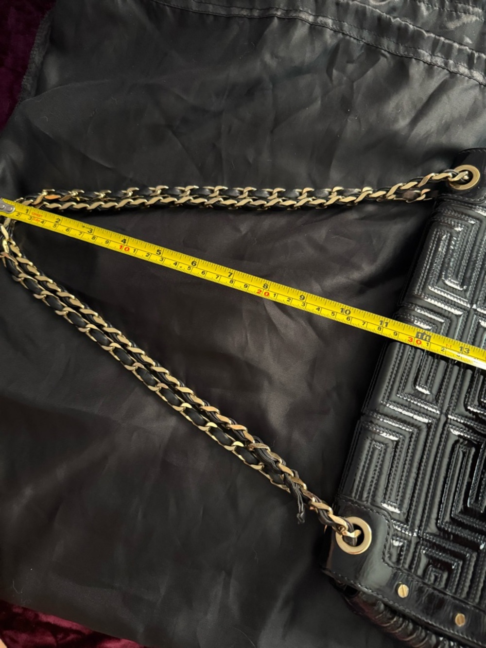 Gianni Versace black patent leather shoulder handbag purse - Picture 13 of 15